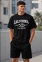 California Printed City Themed Short Sleeve Crew Neck Unisex Tshirt