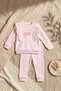 Baby Girl Ruffled Heart Embroidered 2-Piece Set - 100% Cotton Pink Sweatshirt and Patterned Leggings Combination - 2