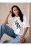 Unisex Oversize T-Shirt with Eagle Figure Calligraphic Print, Cotton Crew Neck Loose Fit T-Shirt - 2