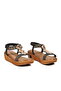 Black Rubber Band Soft Comfortable Thick Sole Stone Detailed Women's Sandals B181 Z - 3