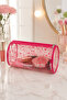 Pink Transparent Makeup Bag Waterproof Cosmetic Bag with Hand Holder Travel Beach Pool Organizer - 6