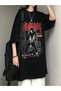 Chouze Nana Printed Black Unisex Oversize T-Shirt - 2