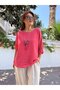 Italian Cotton - Linen Textured Blouse with Pendant Pink - 4