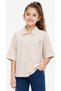 Girl's Always Text Patterned Beige Color Seasonal Shirt with Detachable Sleeves and Button Closure - 2