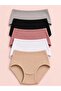 Yüksel Bel 100% Cotton Ribbed 5-Piece Panties