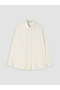 Xside Beige Striped Muslin Oversize Women's Shirt - 5