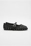 027-719 Tulle Stone Buckle Detailed Soft Toe-Cap Comfortable Women's Ballerinas - 3