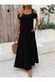 Women's off-the-shoulder round neck long viscose dress with bird's eye detail