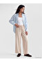 Xside Blue Striped Oversize Linen Blend Women's Shirt - 2