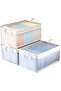3-Pack Clear Clothes Storage Box, Foldable Wardrobe Organizer with Lid and Handle,Storage Bins with