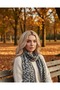 Black Ecru Leaf Patterned Women's Shawl Minimal Botanical Pattern Daily Shawl - 4