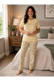 Women's Plus Size Milan Fabric Crew Neck Short Sleeve Pajama Set Gift, Dowry Pajama Set - 3