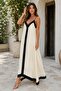 Ecru V-Neck Strappy Long Women's Dress Mg2165 - 2