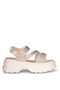 Ewoll 4017 Beige Wedge Sole Women's Sandals - 2