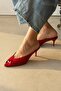 Onyx Red Genuine Leather Heeled Slippers - 3