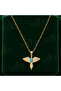 Gold Color Women's Necklace with Turquoise Stone and Phoenix Figure - 4