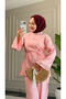 6488 - Stylish Comfortable Russian Linen Cotton Soft Fabric Women's Top and Bottom Set - 7