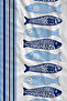 White Blue Striped Fish Patterned 70X150 Beach Towel - Digital Printed Fade-Resistant Bath Towel - 2