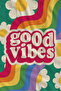 Green Retro Good Vibes Rainbow and Daisy Pattern 70X150 Beach Towel - Digital Printed Fade Resistant Bath Towel - 2