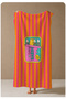 Pink Orange Striped Retro Box Motif 70X150 Beach Towel - Digital Printed Fade-Resistant Bath Towel - 4