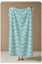 Mint Green White Wavy Striped Patterned 70X150 Beach Towel - Cotton Bath Towel - 4