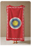 Red and White Retro Sun Emblem Patterned 70X150 Beach Towel - Digital Printed Bath Towel - 4