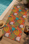 Orange Green Tropical Leaf and Animal Patterned 70X150 Beach Towel - Cotton Bath Towel - 3