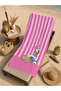 Pink and White Striped Cute Duck Patterned 70X150 Beach Towel - Digital Printed Bath Towel - 5