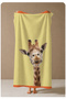 Yellow Background Cute Giraffe Portrait Patterned 70X150 Beach Towel - Digital Printed Bath Towel - 4