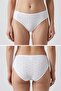 Women's Heart Patterned 100% Cotton Bikini Panties, Pack of 7, White - 2