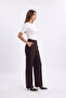 Pleated High Waisted Wide Leg Brown Trousers 0288 - 2