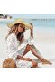 Women's sun hat, straw summer beach wide-brimmed folding (khaki) - 5