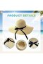 Women's sun hat, straw summer beach wide-brimmed folding (khaki) - 2