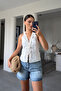 V-Neck Ruffled Blouse - Ecru - 4
