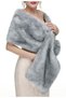 Women's faux fur scarf gray 160x22cm winter bridal shawl soft. - 3