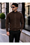 Men's Hair Knit Patterned Jacket with Zipper Detail - 2