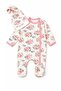 Baby Girl 2-Piece Floral Patterned Romper with Booties and Hat Set 0-6 Months - 2