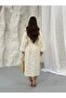 Floral Jacquard Buttoned Belted Shirt Dress 9116 - Yellow - 7