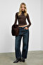 Solema women's crew neck ruched slim fit dark brown blouse - 5