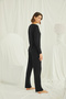 Lace-Trimmed Pajama Set, Women's Long-Sleeved Viscose Pajama Set, Front Buttoned Home Wear, Luxury Home Set - 3
