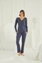 Lace-Trimmed Pajama Set, Women's Long-Sleeved Viscose Pajama Set, Luxurious Sleepwear Set with Front-To-Foot Buttons