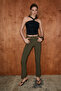 Amoria Women's Stretchy Fabric Body-Fitting Bengaline Fabric Khaki Trousers - 5