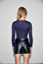 Tevrine Women's Double-Breasted Collar Flexible Fabric Long Sleeve Snap Closure Slim Fit Purple Blouse - 6