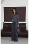 Women's Black High Waist Palazzo Jean Trousers with Wide Legs and Overlock Detail, Long - 2