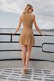 Women's Ribbed Knitwear Mini Dress Sleeveless Half Turtleneck - 2