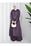 Meleni Women's Button Detailed Long Tunic and Trousers Plus Size Denim Two-Piece Set - 4