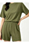 Plus Size Green Textured T-Shirt and Shorts Pyjama Set - 5