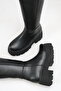 Women's Daily Flat High-Sole Florence Black Rustic Wedge Heeled Boots - 4