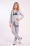 Girl's Printed Crew Neck Double Pocket Tracksuit Set - 2