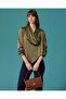Shawl Collar Stone Button Detailed Satin Shirt